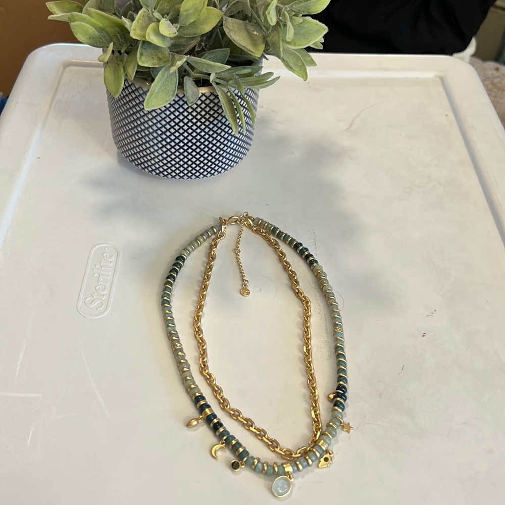 LOFT DOUBLE CAIN NECKLACE WITH CHARM DETAIL